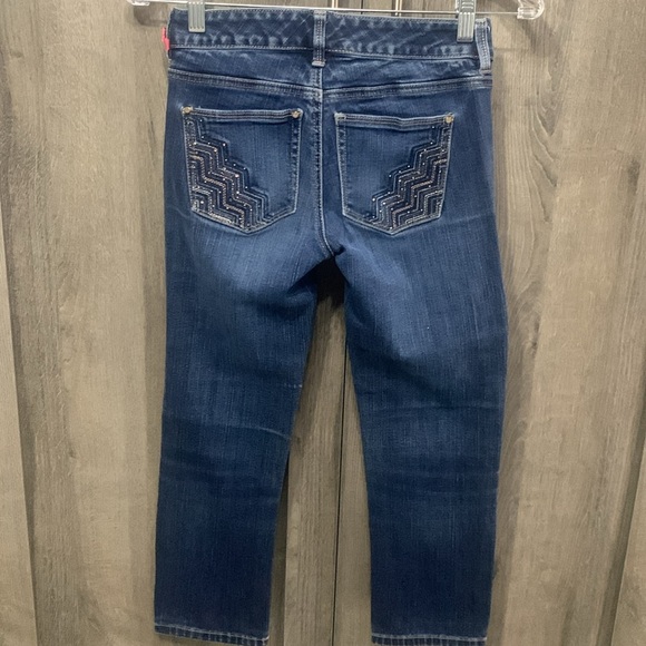 White House Black Market Dark Blue Stretch Denim Capri Crop Jean Pant Woman's 00 - Picture 5 of 9